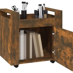 vidaXL Carrito de escritorio contrachapada 60x45x60 cm Roble ahumado Sale