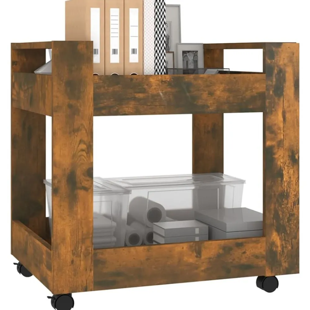 vidaXL Carrito de escritorio contrachapada 60x45x60 cm Roble ahumado Best