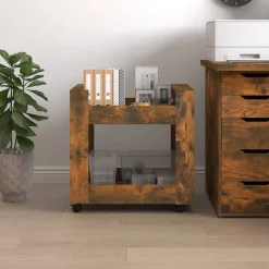 vidaXL Carrito de escritorio contrachapada 60x45x60 cm Roble ahumado Best