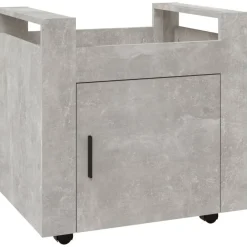 vidaXL Carros E Islas-Carrito de escritorio contrachapada gris hormigón 60x45x60 cm