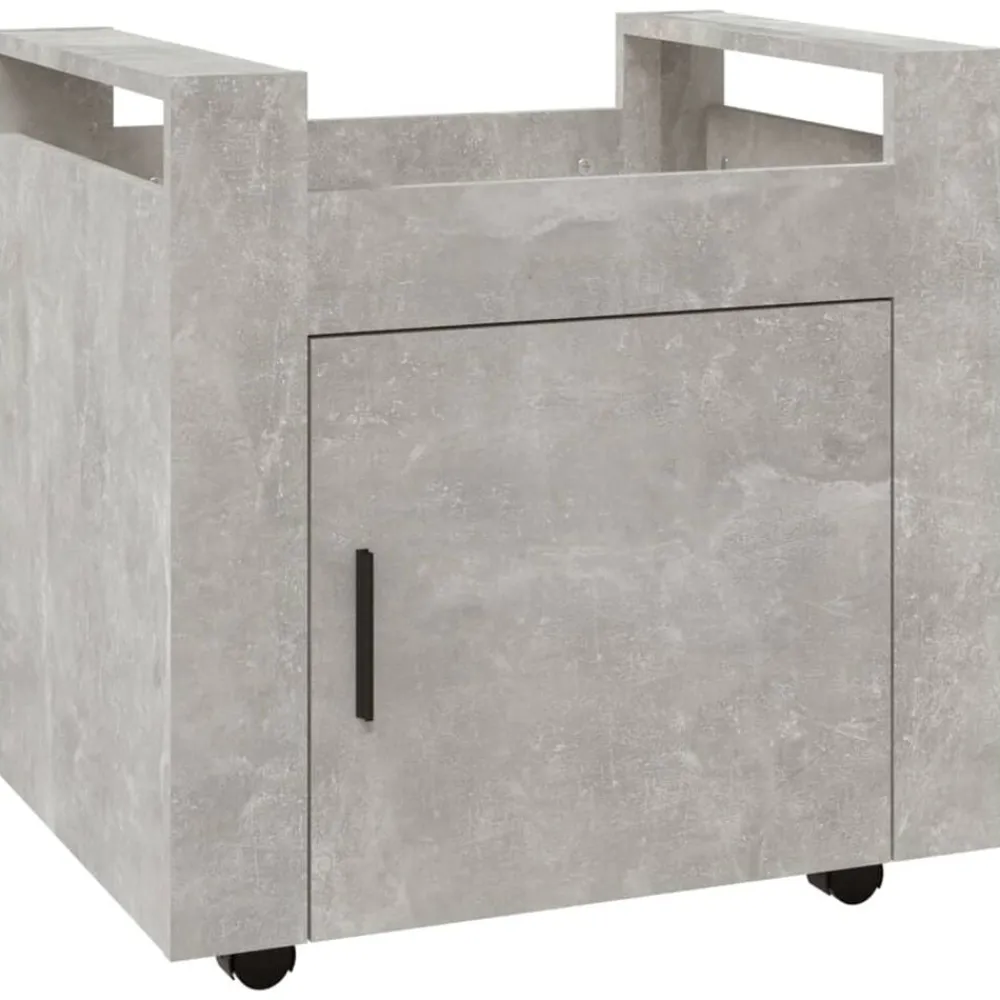 vidaXL Carros E Islas-Carrito de escritorio contrachapada gris hormigón 60x45x60 cm