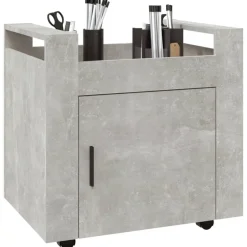 vidaXL Carros E Islas-Carrito de escritorio contrachapada gris hormigón 60x45x60 cm