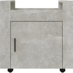 vidaXL Carros E Islas-Carrito de escritorio contrachapada gris hormigón 60x45x60 cm