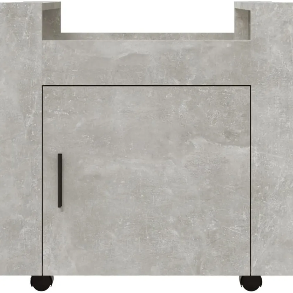 vidaXL Carros E Islas-Carrito de escritorio contrachapada gris hormigón 60x45x60 cm
