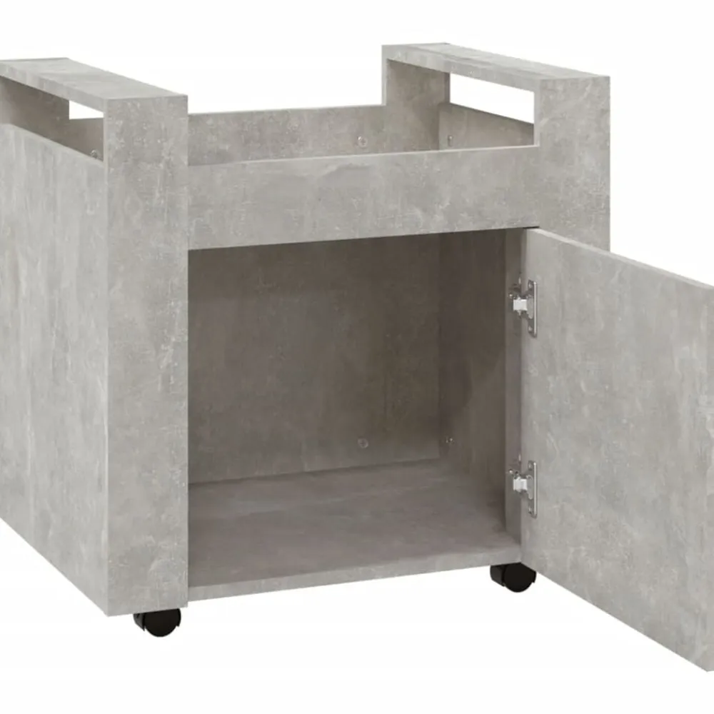 vidaXL Carros E Islas-Carrito de escritorio contrachapada gris hormigón 60x45x60 cm