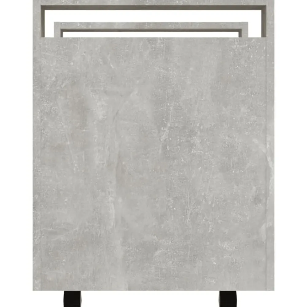 vidaXL Carros E Islas-Carrito de escritorio contrachapada gris hormigón 60x45x60 cm