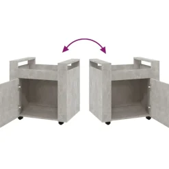 vidaXL Carros E Islas-Carrito de escritorio contrachapada gris hormigón 60x45x60 cm