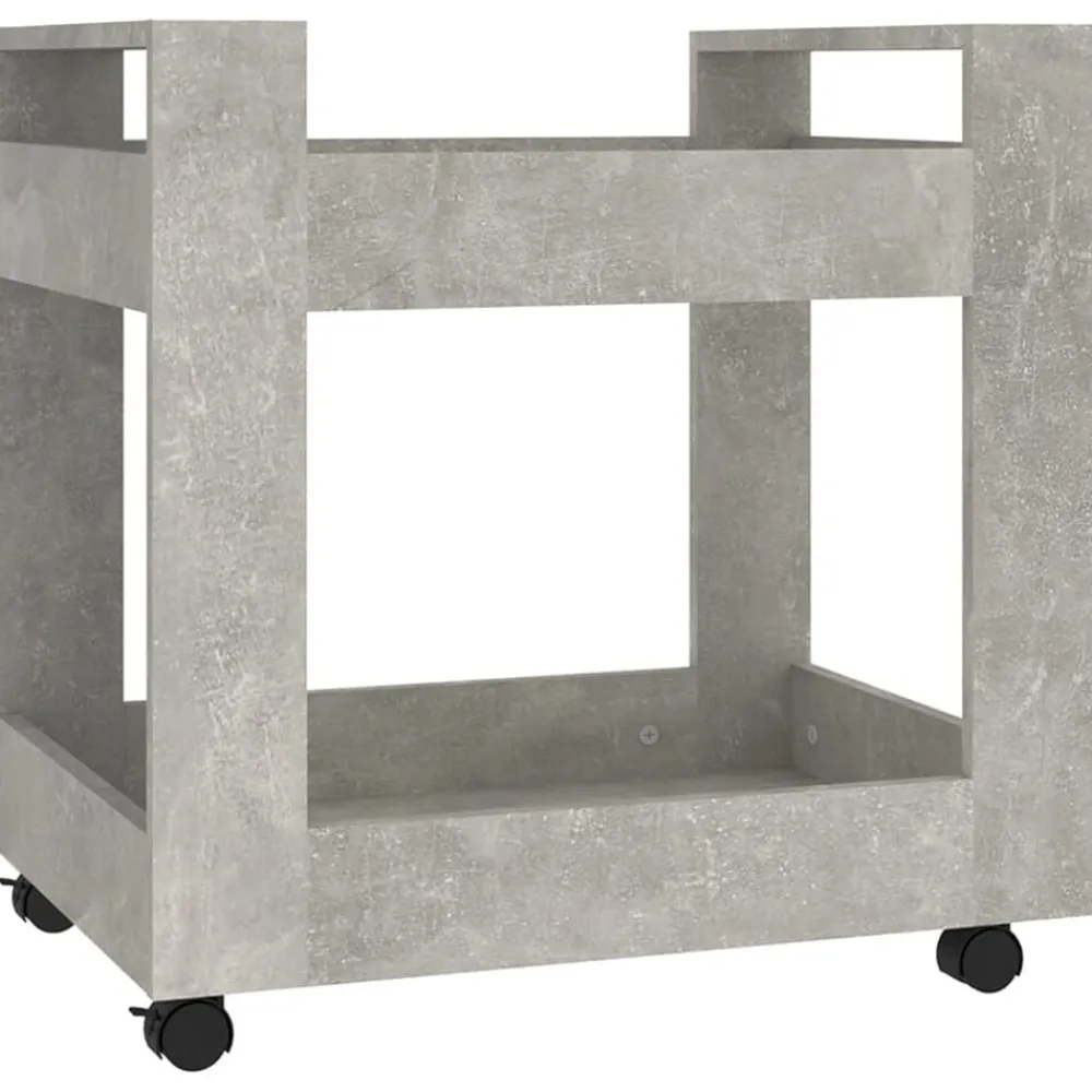 vidaXL Carros E Islas-Carrito de escritorio contrachapada gris hormigón 60x45x60 cm