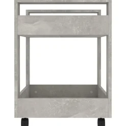 vidaXL Carros E Islas-Carrito de escritorio contrachapada gris hormigón 60x45x60 cm