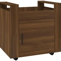 vidaXL Carrito de escritorio contrachapada marrón roble 60x45x60 cm Marrón roble New