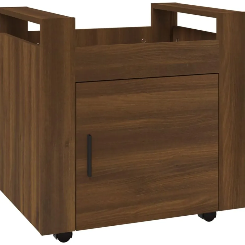 vidaXL Carrito de escritorio contrachapada marrón roble 60x45x60 cm Marrón roble New