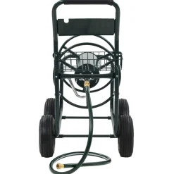 vidaXL Accesorios De Bricolaje-Carrito de manguera para jardín conector de 1/2" acero 75 m