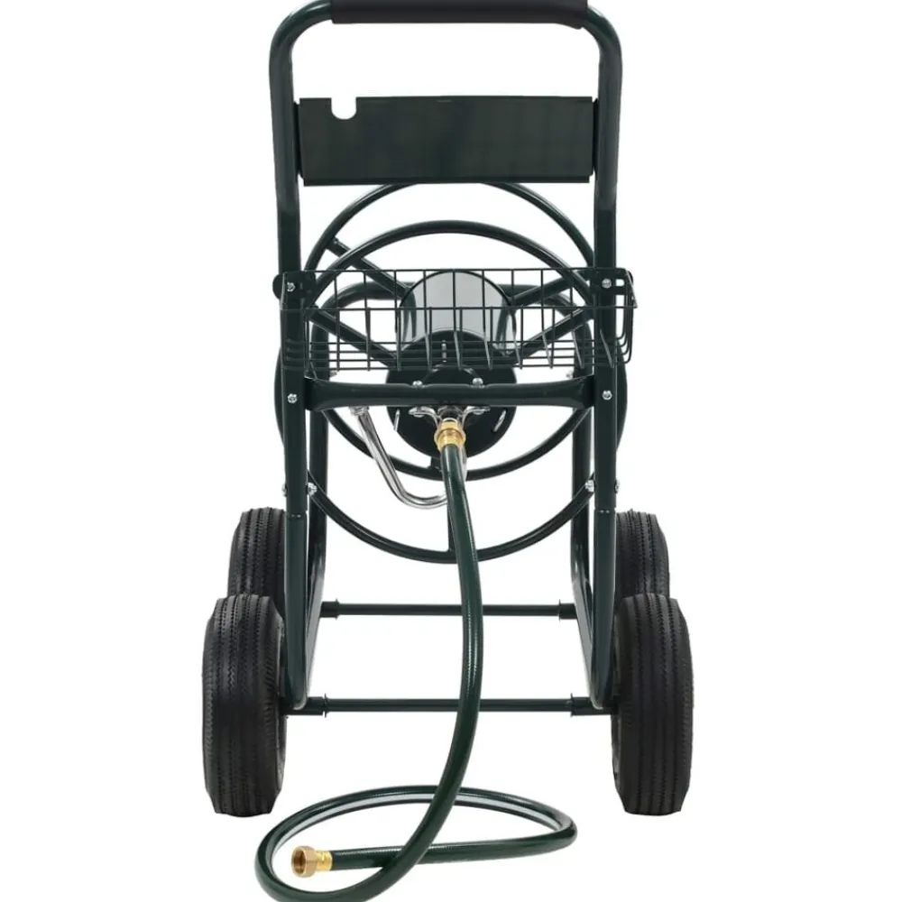 vidaXL Accesorios De Bricolaje-Carrito de manguera para jardín conector de 1/2" acero 75 m