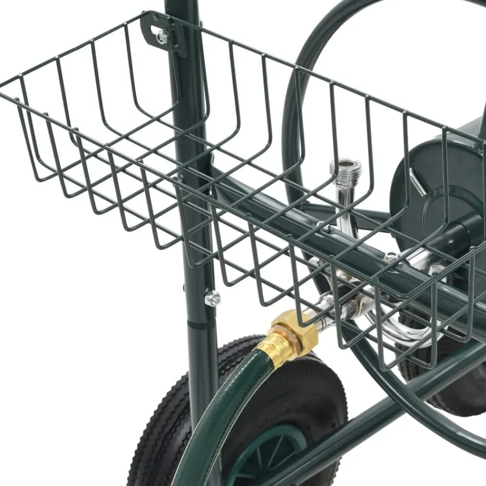 vidaXL Accesorios De Bricolaje-Carrito de manguera para jardín conector de 1/2" acero 75 m