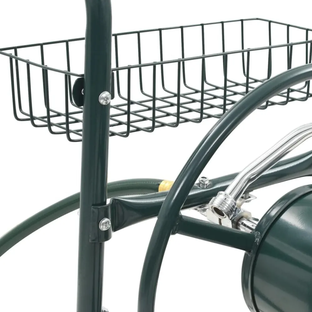 vidaXL Accesorios De Bricolaje-Carrito de manguera para jardín conector de 1/2" acero 75 m