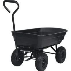 vidaXL Carrito de mano basculante para jardín 300 kg 75 L Negro Sale