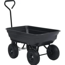 vidaXL Carrito de mano basculante para jardín 300 kg 75 L Negro Sale