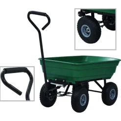 vidaXL Herramientas-Carrito de mano basculante para jardín 300 kg 75 L