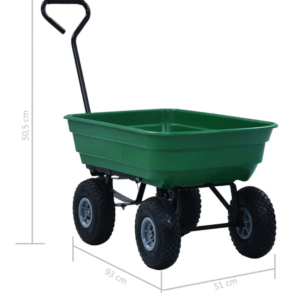 vidaXL Herramientas-Carrito de mano basculante para jardín 300 kg 75 L