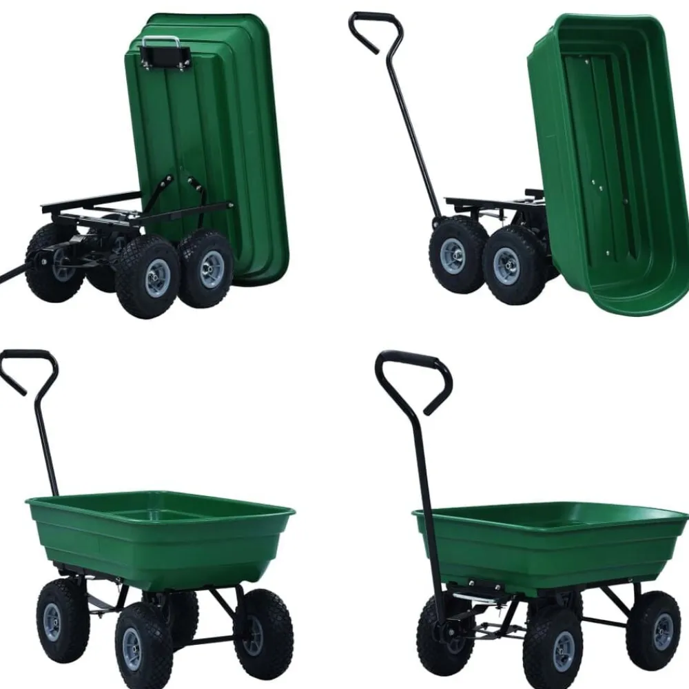 vidaXL Herramientas-Carrito de mano basculante para jardín 300 kg 75 L