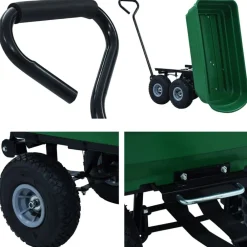 vidaXL Herramientas-Carrito de mano basculante para jardín 300 kg 75 L