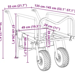 vidaXL Actividades Al Aire Libre-Carrito de pesca 2 ruedas acero recubrimiento en polvo verde