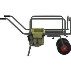 vidaXL Actividades Al Aire Libre-Carrito de pesca 2 ruedas acero recubrimiento en polvo verde