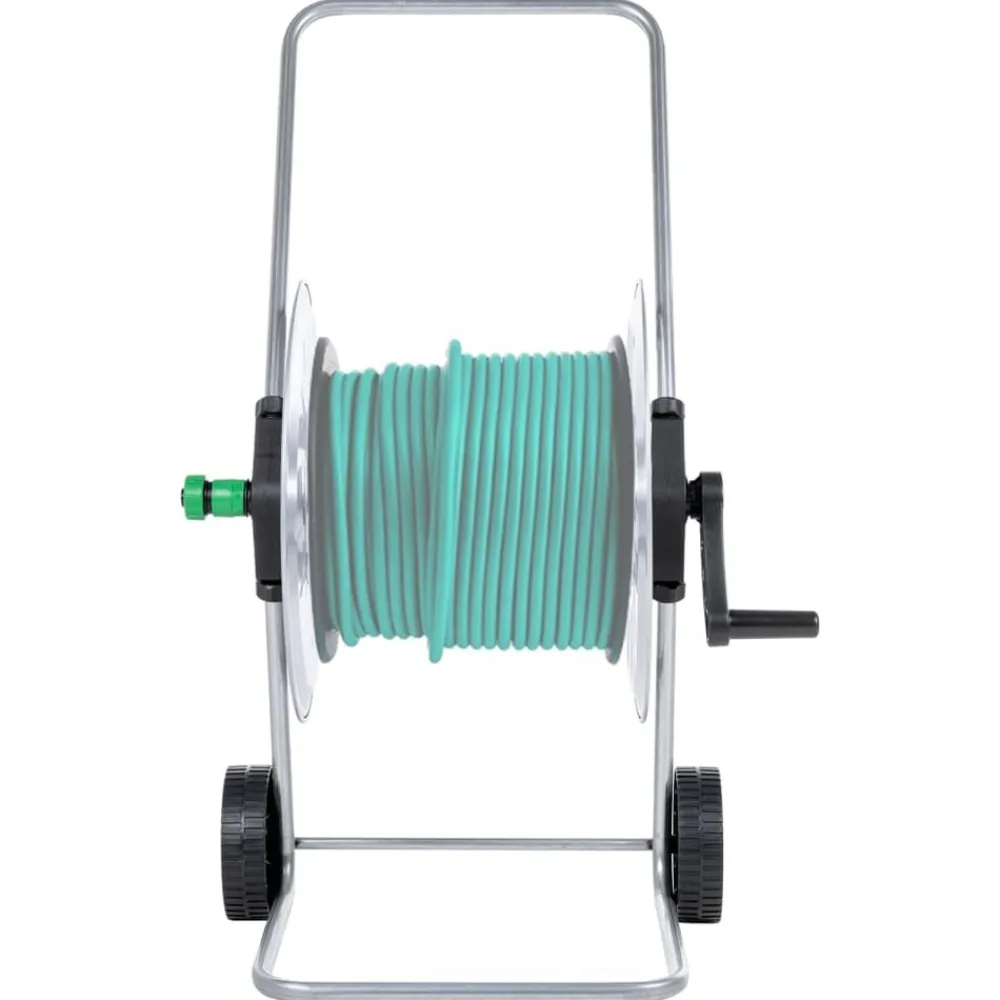 vidaXL Accesorios De Bricolaje-Carrito de rollo para manguera de 80 m 1/2" acero o 50 m 3/4"