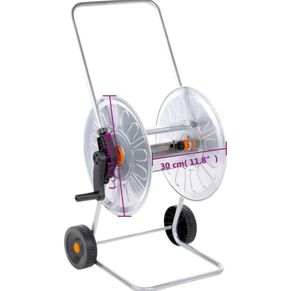 vidaXL Accesorios De Bricolaje-Carrito de rollo para manguera de 80 m 1/2" acero o 50 m 3/4"