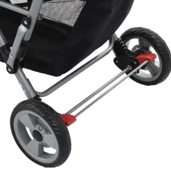 Niños vidaXL Transporte De Bebés-Carrito para 2 niños tandem de acero y negro