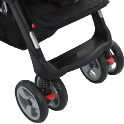 Niños vidaXL Transporte De Bebés-Carrito para 2 niños tandem de acero y negro