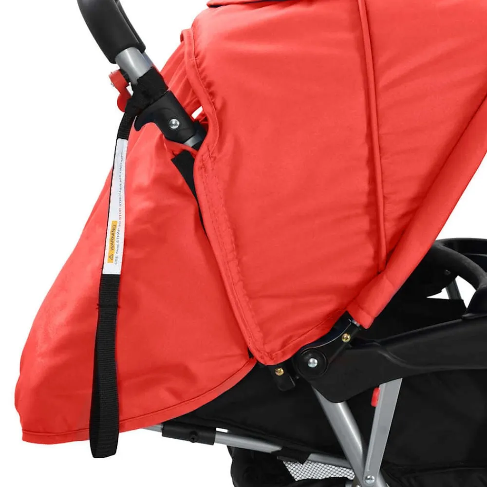 Niños vidaXL Transporte De Bebés-Carrito para 2 niños tandem de acero y negro