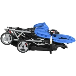 Niños vidaXL Transporte De Bebés-Carrito para 2 niños tandem de acero y negro