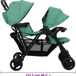 Niños vidaXL Transporte De Bebés-Carrito para gemelos tandem de acero