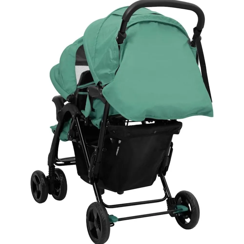 Niños vidaXL Transporte De Bebés-Carrito para gemelos tandem de acero