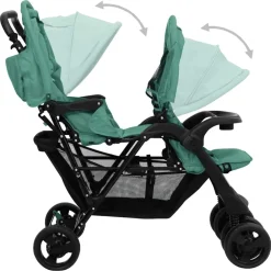 Niños vidaXL Transporte De Bebés-Carrito para gemelos tandem de acero