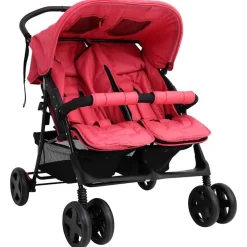 vidaXL Carrito para gemelos de acero Rojo Hot
