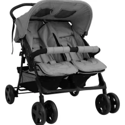 vidaXL Carrito para gemelos de acero Gris claro Discount