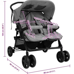 vidaXL Carrito para gemelos de acero Gris claro Discount