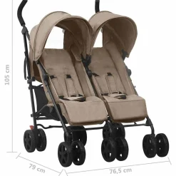 vidaXL Carrito para gemelos de acero gris taupe Taupé Sale