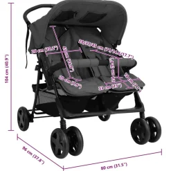 vidaXL Carrito para gemelos de acero Gris oscuro Best