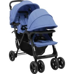Niños vidaXL Transporte De Bebés-Carrito para gemelos tandem de acero