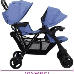 Niños vidaXL Transporte De Bebés-Carrito para gemelos tandem de acero