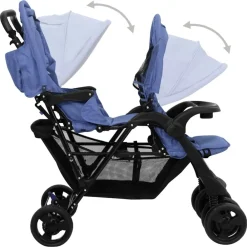 Niños vidaXL Transporte De Bebés-Carrito para gemelos tandem de acero
