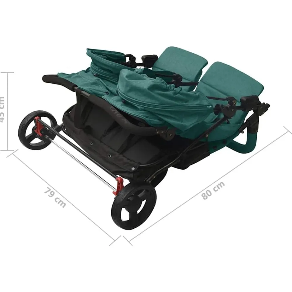 Niños vidaXL Transporte De Bebés-Carrito para gemelos de acero