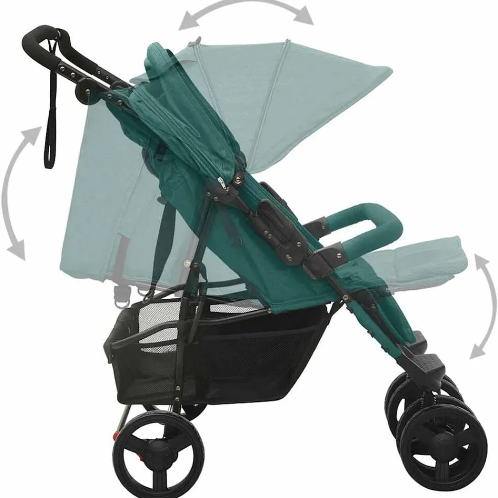Niños vidaXL Transporte De Bebés-Carrito para gemelos de acero