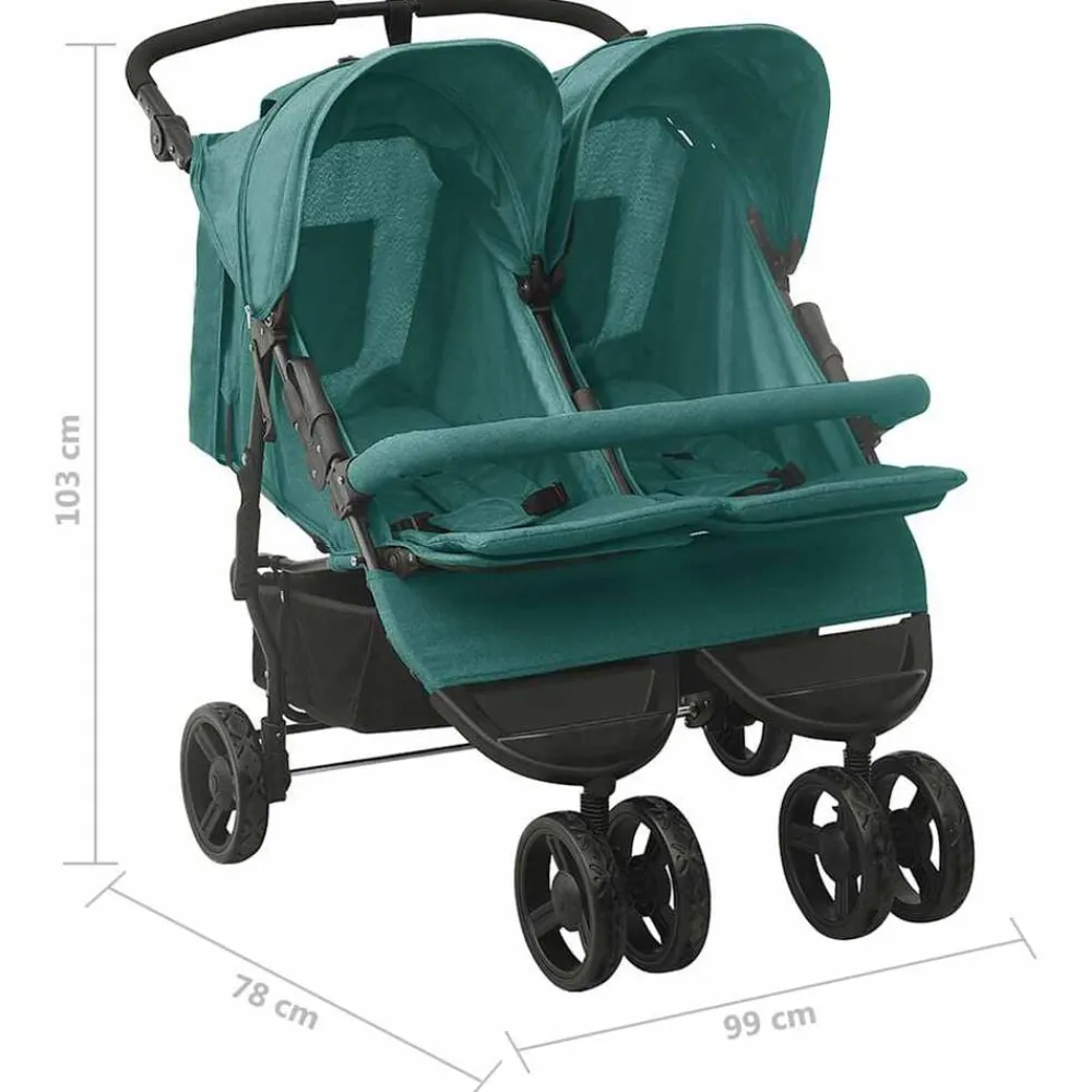 Niños vidaXL Transporte De Bebés-Carrito para gemelos de acero