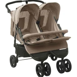 vidaXL Carrito para gemelos de acero gris taupe Taupé Outlet
