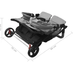 Niños vidaXL Transporte De Bebés-Carrito para gemelos de acero