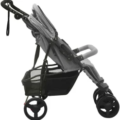 Niños vidaXL Transporte De Bebés-Carrito para gemelos de acero